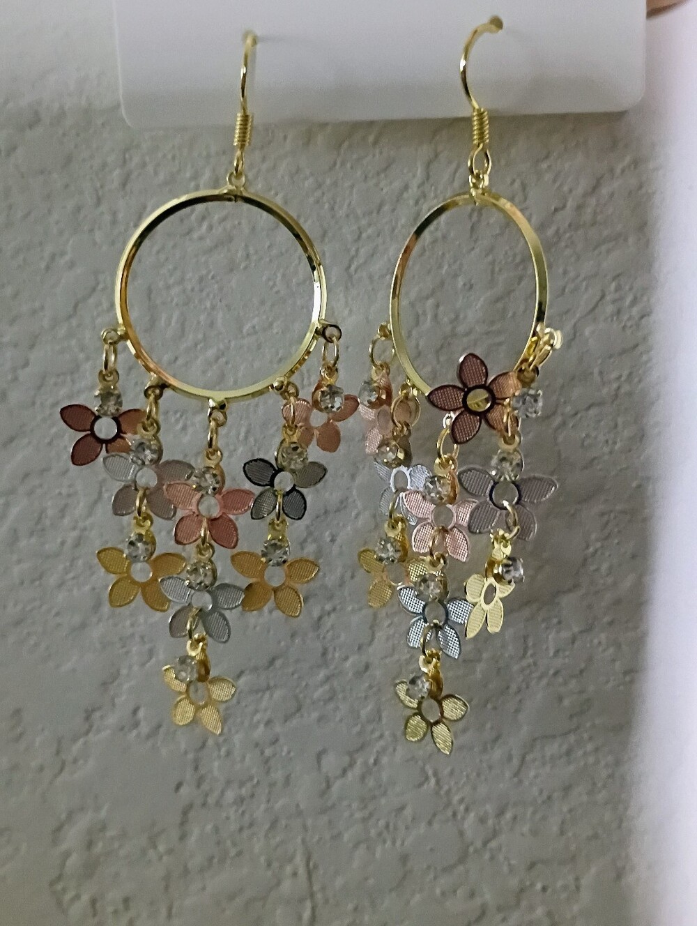 New Gold Multi-Color Floral Dangle Earrings - Women Jewelry